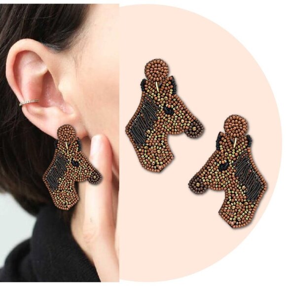 Horse Lovers Western Spirit Animal Boho Bead Earrings NEW - Picture 2 of 4